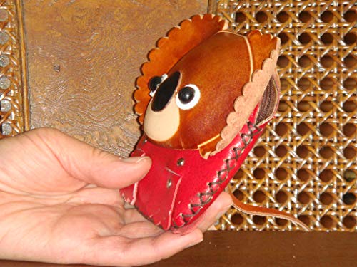 Leather Wristlet Purse, A Girl Koala Bear Face On The Cover, Zipper Closure. Brown #TOP5