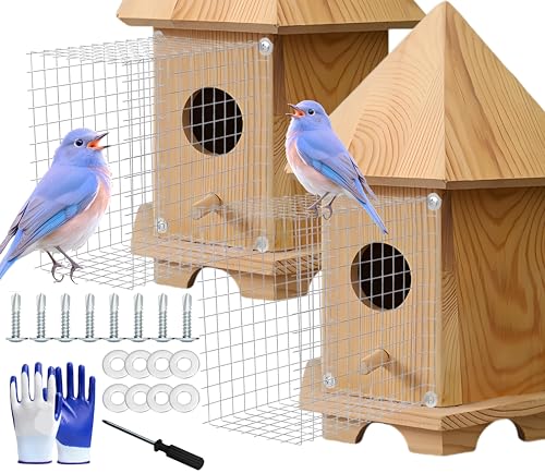 mxyteabz 2pcs Bluebird House Predator Guard – Noel Guard & Wire Entrance Guard Set for Bluebird Box, Chickadee Birdhouse Predator Guard, Bird House Hole Guard, Silver