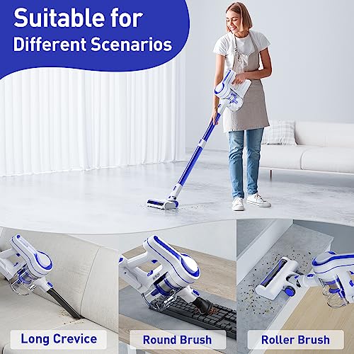 Eicobot Cordless Vacuum Cleaner, 23Kpa Powerful Suction Lightweight Stick Vacuum Cleaner With Detachable Battery Up To 35 Mins Runtime,6 In 1 Handheld Vacuum For Hard Floor Carpet Pet Hair Sky Blue #TOP5