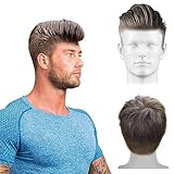 HAEIGTD Dark Drown Short Men's Wigs Natural Layered Fluffy Wig Daily Synthetic Realistic Hair Wigs