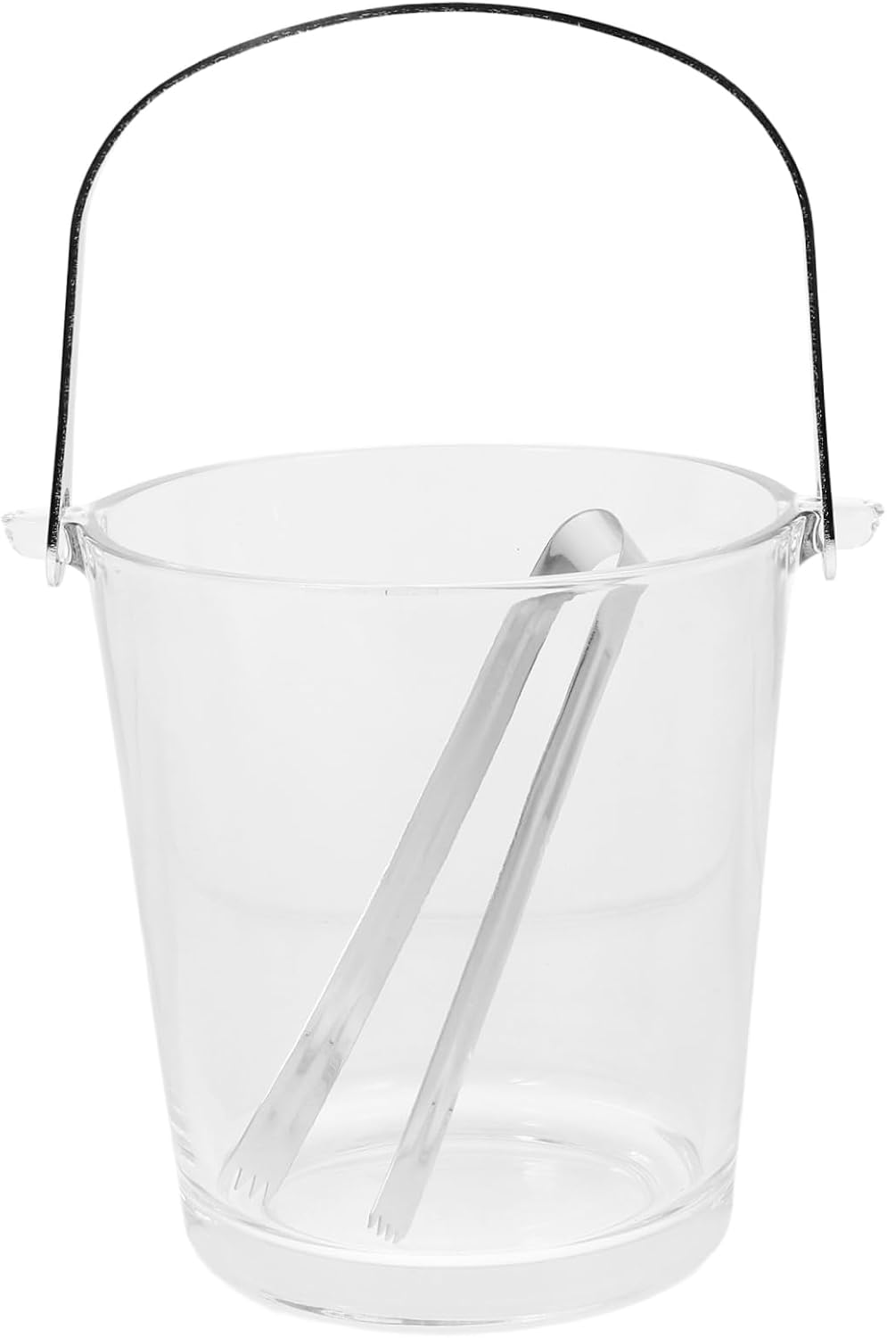 Zerodeko 1set Portable Ice Bucket Tong for Parties Bars Outdoor Activities Glass Design Lightweight Easy to Carry for Beer Wine