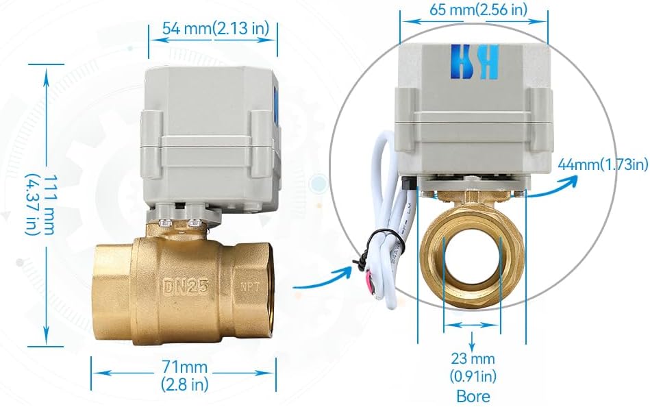 1" DN25 110-230VAC NPT Brass 2 Way Normally Closed Position Feedback Electrical On/Off Motorized Ball Valve
