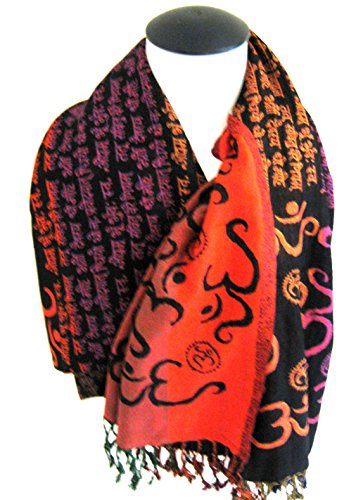 OMA® Meditation Shawl/Scarf With Om Sign And Sacred Sanskrit Mantra Reversible Double Weave Religious Altar Cloth2