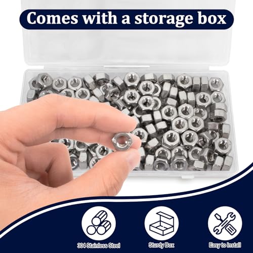 zqz 1434-20 hex nuts130 pack 304 a2-70 stainless steel hardware nutsstandard inch coarse thread nuts