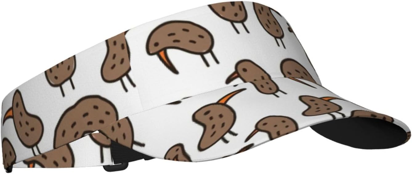Kiwi Bird Cute Print Sport Sun Visor Hats Adjustable Empty Top Baseball Cap Women and Men Sun Visor Hat Black