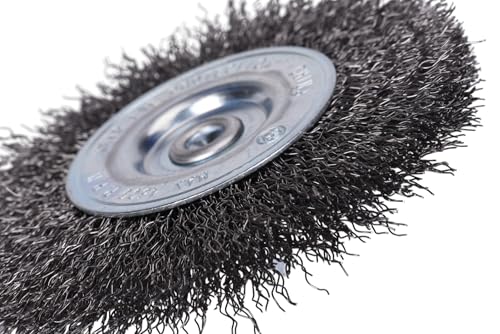 Image of Century Drill & Tool 76441 4 inch Durable Coarse Crimped Radial Wire Brush, 1 /4 inch Drill Shank, 4,500 RPM - Ideal for Rust /Paint Removal, Deburring, & More