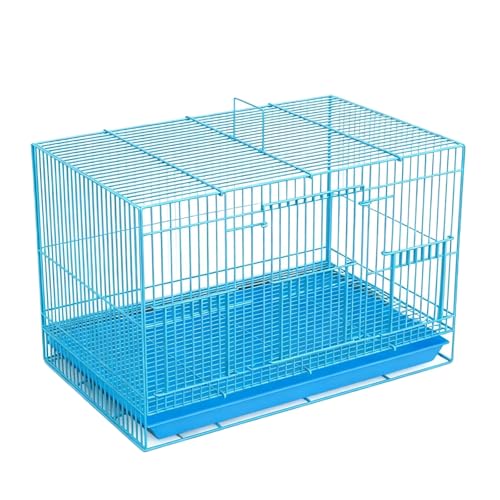 小動物ケージ ハムスター・モルモット・デグー・小型うさぎ対応 通気性良好 掃除容易 持ち運びやすい ロック付き脱走防止 ペット用収容ケージ 小動物飼育用品 (特大,ブルー)