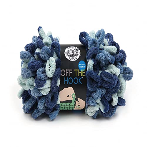 Image of Lion Brand Yarn Off the Hook Yarn, Bulky No-Needle Craft Yarn for Crocheting, Hand-Knitting Yarn, 1-Pack, Blue Sapphire | Jumbo Finger Knitting & Crochet Craft Fiber for Beginners, Kids, Classrooms, Create Blankets, Pillows, Stuffed Animals