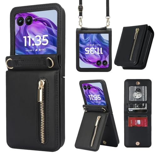 Protection antichoc Motorola Razr étui cuir zippé fonction support antichoc noir