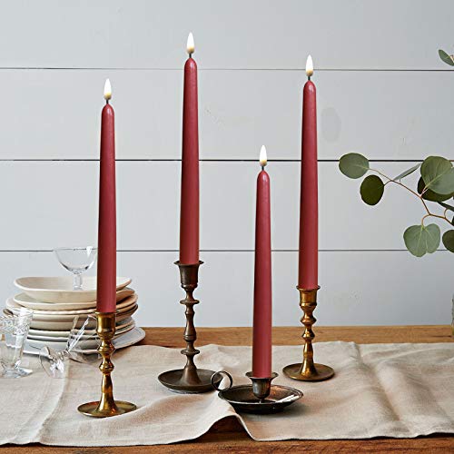RED Set of 4 Battery Operated Wax Taper Candles.LED Flameless Candles - Thumbnail 5