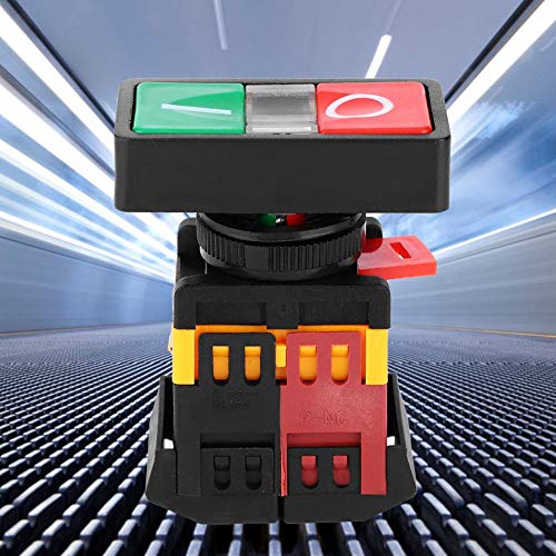 Odorkle Interrupteur à Double Bouton Poussoir 220VAC - LED Rouge/Vert Configurable - 1 NO + 1 NF, Diamètre 22/25mm