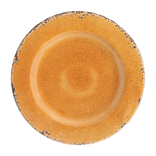 Upware 12-Piece Melamine Dinnerware Set, Includes Dinner Plates, Salad Plates, Bowls, Service For 4. (Crackle, Orange) #TOP1