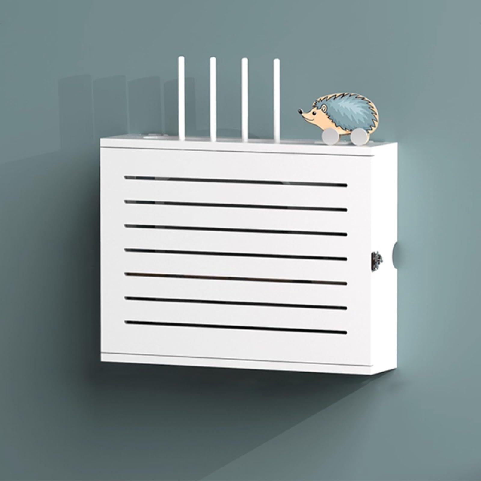 Pink Palm WiFi Router Storage Box,Wall Mounted WiFi Storage Box Hider,Modem Cable Cover,No Punching Wall Hanging,for Office And Home(White,L52.4cm/20.6in)