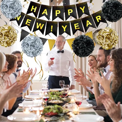 image for RUBFAC Happy New Years Eve Party Supplies 2024, Happy New Year Banner,