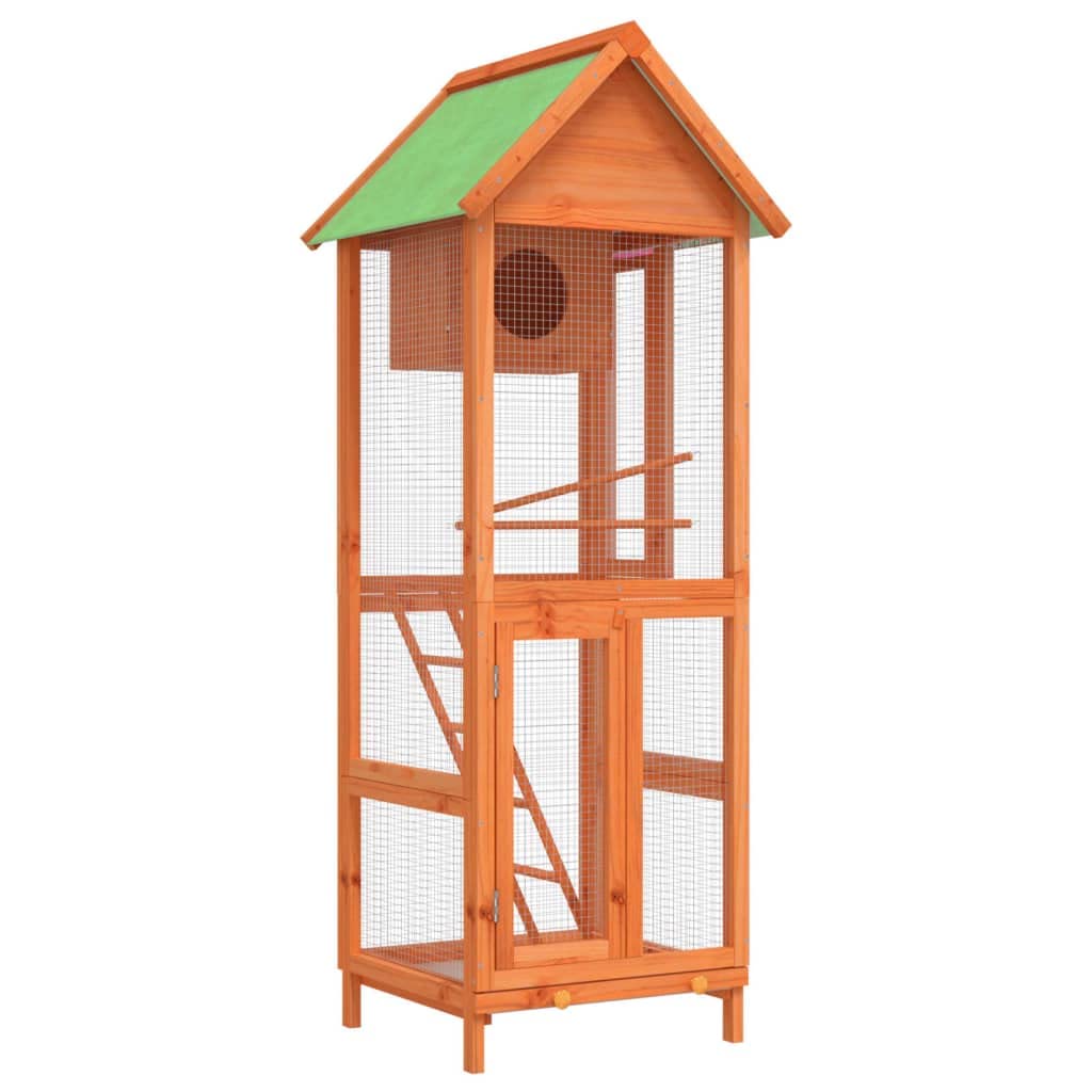 Vidaxl (Brown) Bird House Wooden Bird Aviary Cage Finch Martin House Solid Wood Pine Brown
