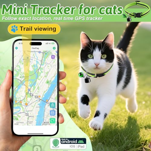 Pipihome GPS Tracker Hund Katze, Mini Katzen Tracker Ohne ABO, Katzentracker Klein Kompatibel mit iOS & Android, Weltweite Standortverfolgung, Mini-Haustierortungsgerät