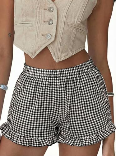 Image of Boxer Shorts for Women Pajama Gingham Shorts Casual Lounge Sleep Plaid Y2K Beach Bottoms for 2026 Summer