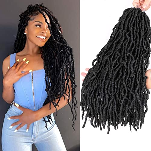 Faux Locs Crochet Hair 6 Packs 18 Inch Soft Locs Crochet Hair for Black Women Natural Faux Locs Crochet Braids Pre Looped Synthetic Distressed Locs Braiding Hair (1B#)