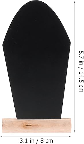 Miniatura 4 de Amosfun Decoración de boda, 4 unidades, tablero de ataúd, mini lápida, pizarras de Pascua, número de mesa, letreros de escritorio, etiqueta de