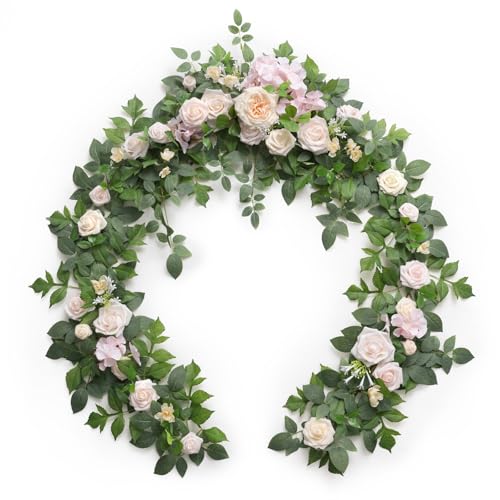Ling's moment Flower Garland - 6FT Eucalyptus & Rose -