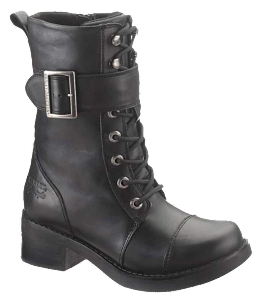 Harley-Davidson Women's Jammie Strap And Buckle 10" Black Mid Cut Boot