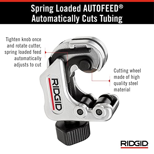 Image of RIDGID 86127 Model 118 Close Quarters AUTOFEED 1 /4 inch to 1-1 /8 inch Copper, Aluminum, Brass, and Plastic Tubing Cutter