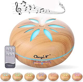 CkeyiN 550ml Essential Oil Diffuser with Bluetooth Speaker, Aroma Diffuser Cool Mist Humidifiers with Adjustable Mist Mode, Waterless Auto Shut-off