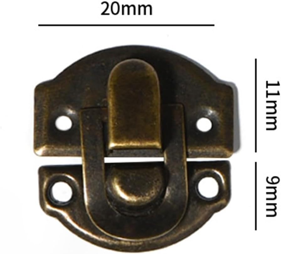 10 Pack Vintage Box Latch, Antique Jewelry Box Lock, Retro Wooden Chest Buckle, Curved Suitcase Clasp, Small Metal Hasp Clip for Decorative Trunk Hardware(Bronze)