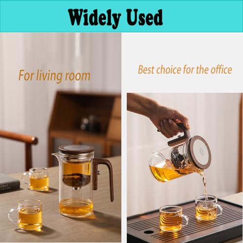 Tea Pot Enchanti-Teekanne, Enchantipot Magic Tea Pot Magische Teekanne mit Wassertrennung, Press Control Magic Tea Pot with Wooden Handle (800 ml - Grau)