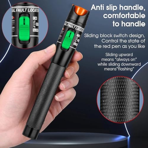 Image of COOLCOLD VFL Visual Fault Locator 30mW 30KM, Fiber Optic Cable Tester Meter, Red Light Pen Tester Adapt LC /FC /SC /ST Interface, Fiber Network Cable Test Kit Fiber Light Source Testers