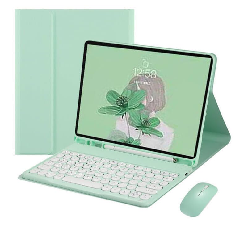 Étui pour iPad mini A17 Pro 2024 avec clavier sans fil et souris verte