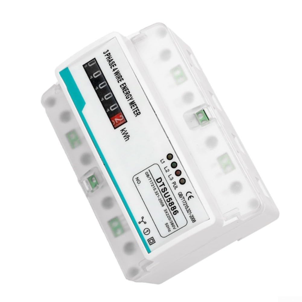 Contador trifásico de 4 conductores 100 A 220/380 V clase 1.0 | Clase de precisión 1.0, indicador de contador de rodillos, ABS ignífugo, medición bidireccional, montaje en carril de 35 mm