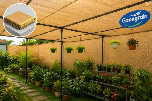 Image of Multipurpose Shade Net /Green Net - 90% Sunblock (10 ft x 8 ft) | UV Stabilized & Heavy Duty | Ideal for Terrace, Lawn, Balcony & Greenhouse - Beige Color (1, Beige, 10ft x 8ft)