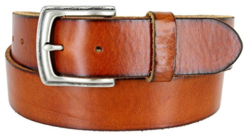 One-Piece Genuine Full Grain Cowhide Leather Casual Jeans Belt 1-1/2