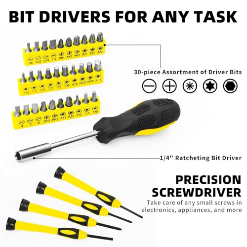 Image of 58-Piece Household Tool Set, Yellow Hand Kit With Storage Case (Pack of 2)