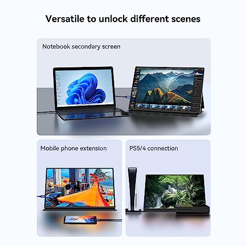 docooler Tragbarer Monitor 1080P 18,5 Zoll IPS-Bildschirm Auflösung 1920 x 1080 mit Anschlüssen Typ C/HD / 3,5 mm breit kompatibel mit Laptop Tablet Telefone – Bild 5