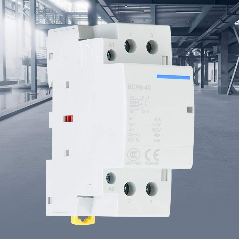 Contacteur Rail DIN 40A 2 Pôles - Bobine 220V/230V 60Hz - Pour Installations électriques Silencieuses