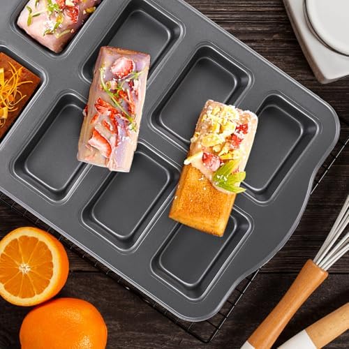 Lawei 2 Pack 8 Cavity Mini Loaf Pan, Non-Stick Small Bread Loaf Pans, Rectangle Carbon Steel Baking Loaf Pans for Corn Bread, Little Banana Breads, Cheesecake, Mini Brownie Pan - Thumbnail 4