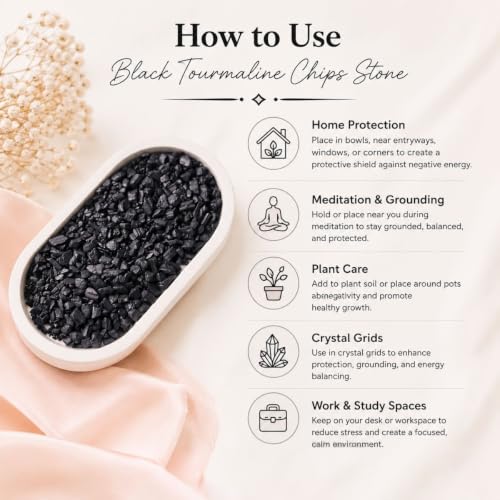 Image of Healing Crystal Chips for Vastu Natural Black Tourmaline Chips Stone 250 Gm Black Tourmaline Crystal Stone Chips Dust Raw Rough Stone For Reiki Healing Meditation