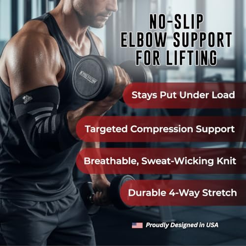 Nordic Lifting Elbow Compression Sleeves (1 Pair) for Men & Women - for Pain Relief, Tendonitis, Golfer’s & Tennis Elbow - Weightlifting Brace for Workout & Recovery - Image 3