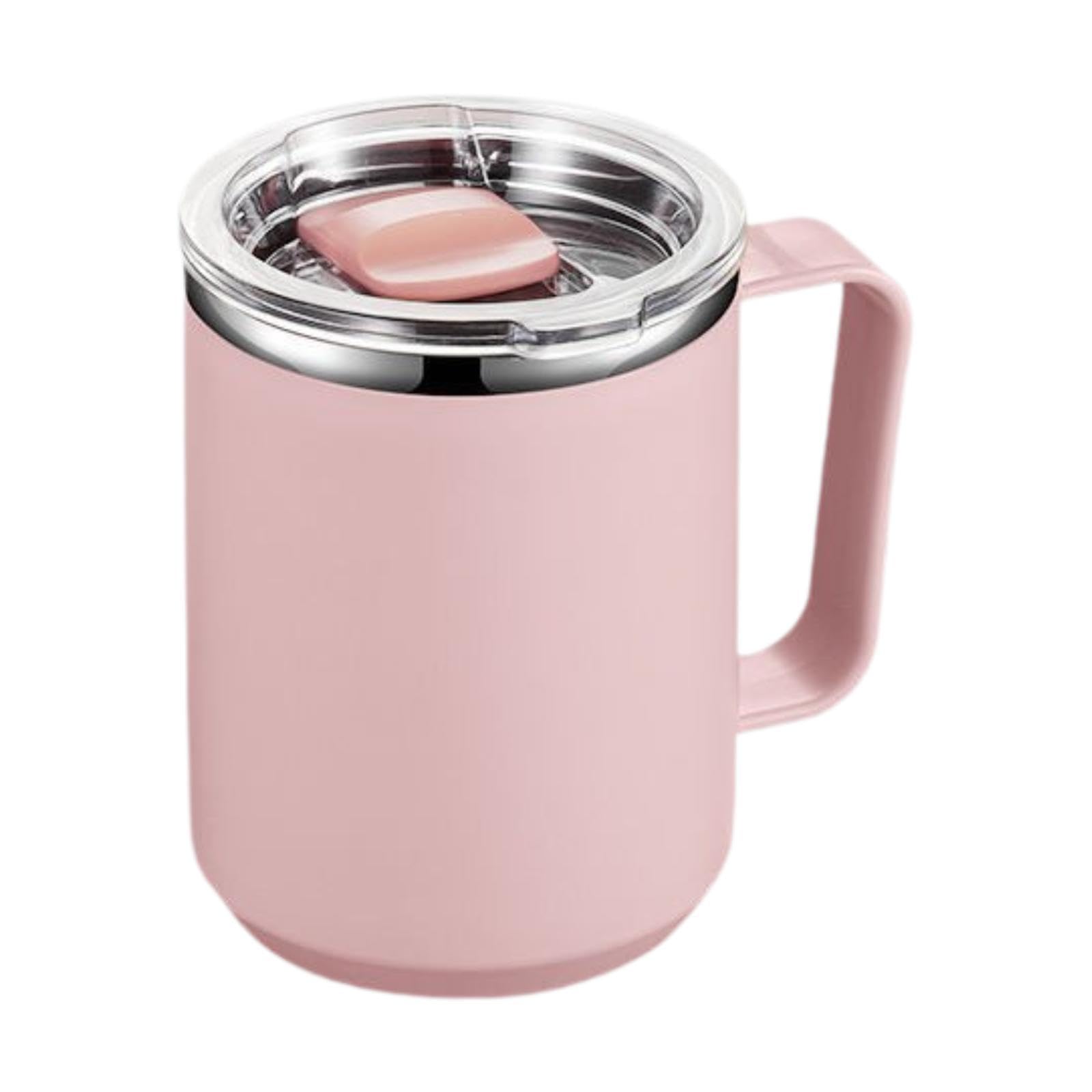 Gobelet isotherme tasse à café mug en acier inoxydable double paroi rose étanche avec poignée