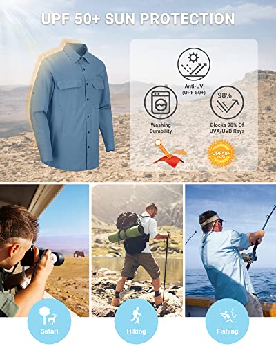 Outdoor-Ventures-Mens-UPF-50-UV-Sun-Protection-Shirt-Long-Sleeve-Hiking-Fishing-Shirt-Cooling-Quick-Dry-for-Safari-Travel