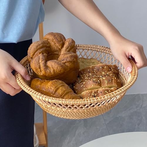 Cesta tejida pequeña de ratán multiusos para mesa de comedor redonda 3