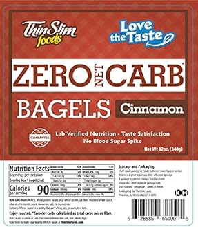 ThinSlim Foods Keto Bagels | Keto Bread Alternative | Low Carb Cinnamon, 4 Pack (6 Zero Net Carb Bagels Per Pack)