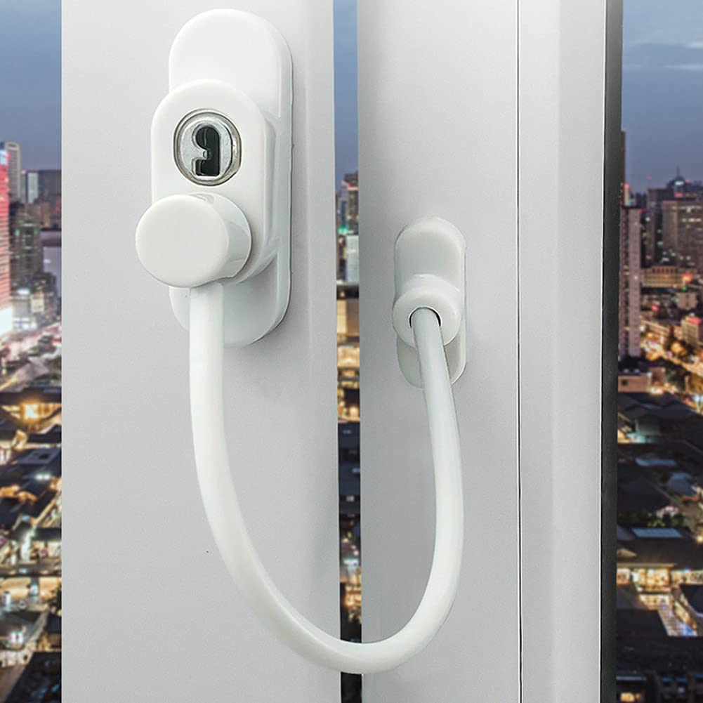 Blokada okna Zabezpieczenie przed dziećmi UPVC, Blokada ograniczająca okno kablowe do lodówki okiennej Czarny Biały 2 lub 4 szt(Black,4 pcs)
