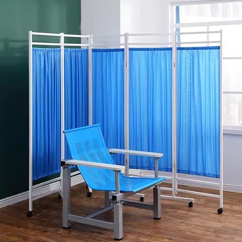 Cloison rétractable sur roulettes paravent de protection bleu