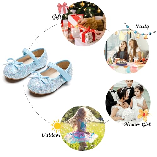 image for Felix & Flora Toddler Girl Blue Dress Shoes Size 13 Flower Girl Mary J