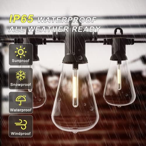 Zuske 100FT/30M Festoon Lights Outdoor, ST38 LED Garden Lights Mains Powered with IP65 Weatherproof, String Lights Outdoor for Backyard,Party,Wedding,Terrace Warm White