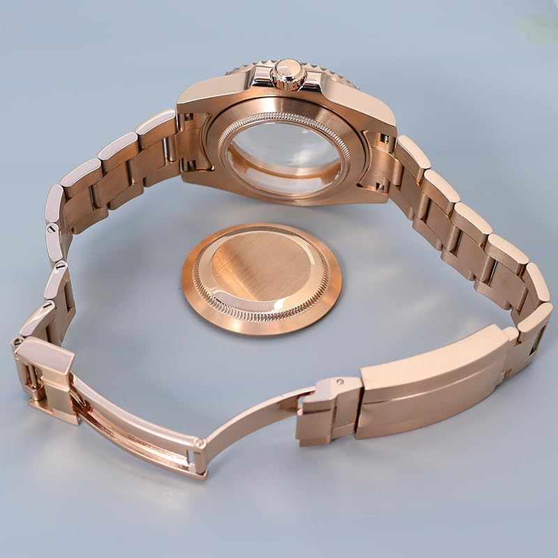 Rose Gold Diver Steel Yacht Mechanical Watch Case for NH35 NH34 NH36 NH38 Miyota8215 ETA2824 Movement