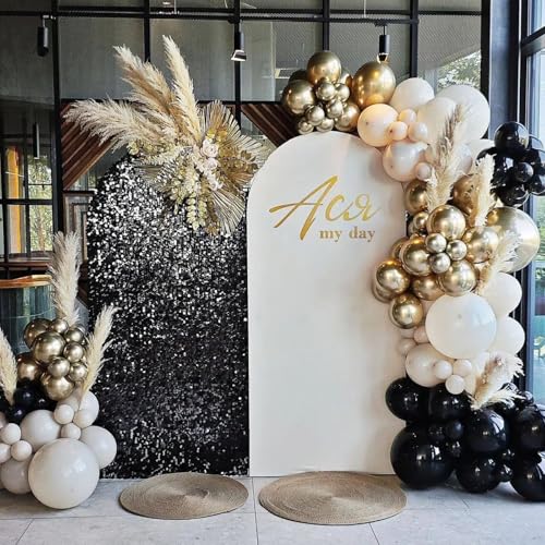 Image of Black Gold Balloons, 60 Packs 12 Inch Black White and Gold Latex Balloons Metallic Gold Black Confetti Balloon Party Decoration for Birthday Graduation Wedding Anniversary Baby Shower Father's Day